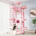 Allewie 82 Inches Large Cat Tree/House/XXL Tall Cat Towers for Big Feline/Scratching Post/Multi-Level Large Kitty Climbing Tree with Condo/Pink