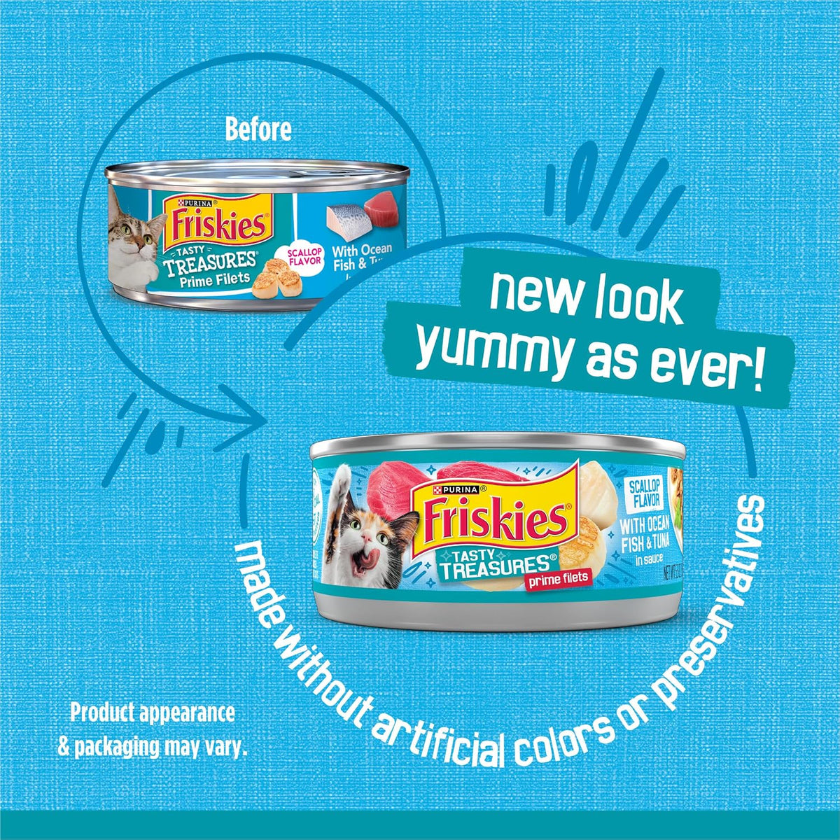 Purina Friskies Tasty Treasures Wet Cat Food, Scallop Flavor, (24) 5.5 oz