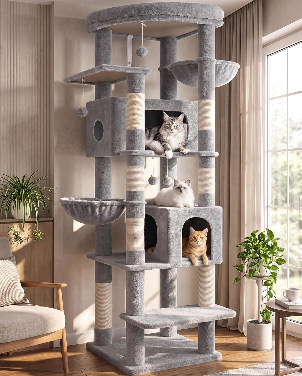 Globlazer 74in Heavy Duty Cat Tree Tower for Indoor Cats Large Adult, S74