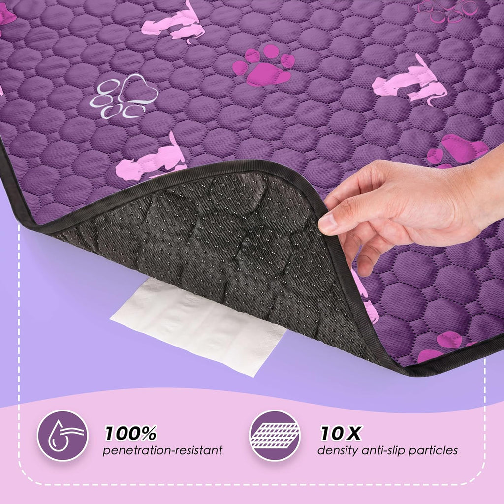 WanpeeGoo Washable Pee Pads for Dogs, Waterproof, 36 x 36 in, 2 Pack, Purp | Super Absorbent, Waterproof and Non-Slip; Washable, Reusable Dog Pads for Crates, Playpens, Floors, Furniture and Travel