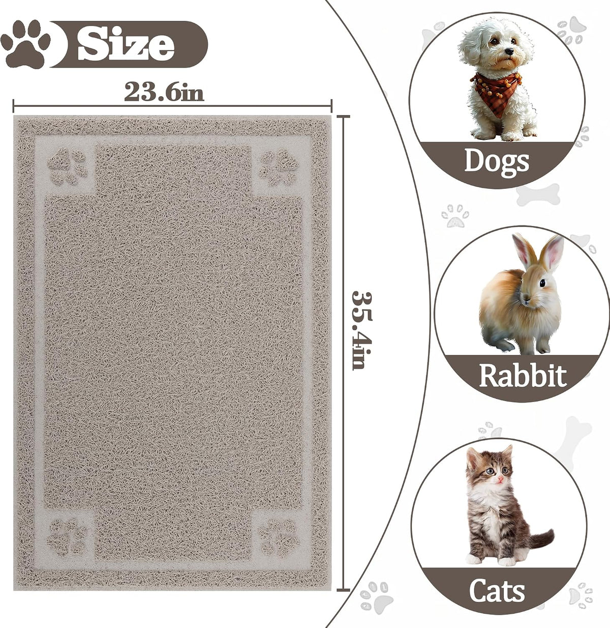 Darkyazi Pet Feeding Mat Large for Dogs and Cats,24"×36" Flexible and Easy to Clean Feeding Mat,Best for Non Slip Waterproof Feeding Mat (Gray Sand)