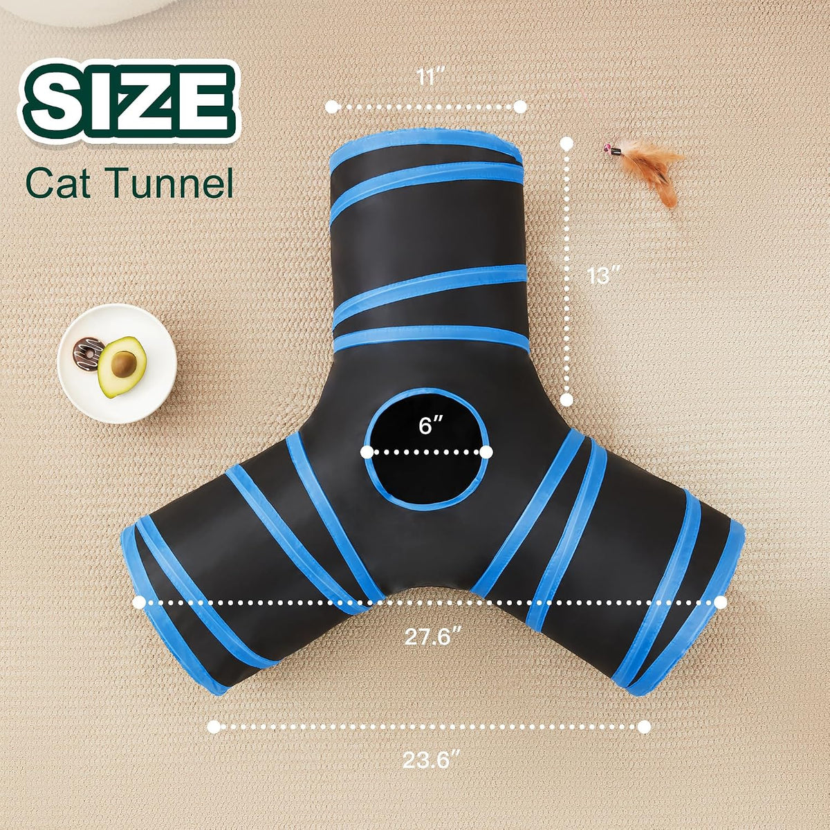 Love's cabin Cat Tunnel for Indoor Cats, 3-Way Collapsible Play Tunnel