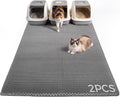 2Packs Cat Litter Mat 47"x36", XL Litter Mat for Litter Box Mat | Large Double Layer Honeycomb Cat Mat, Urine-Proof Soft kitty Cat Litter Trapping Mat, Easy Clean Rinse with Water Grey