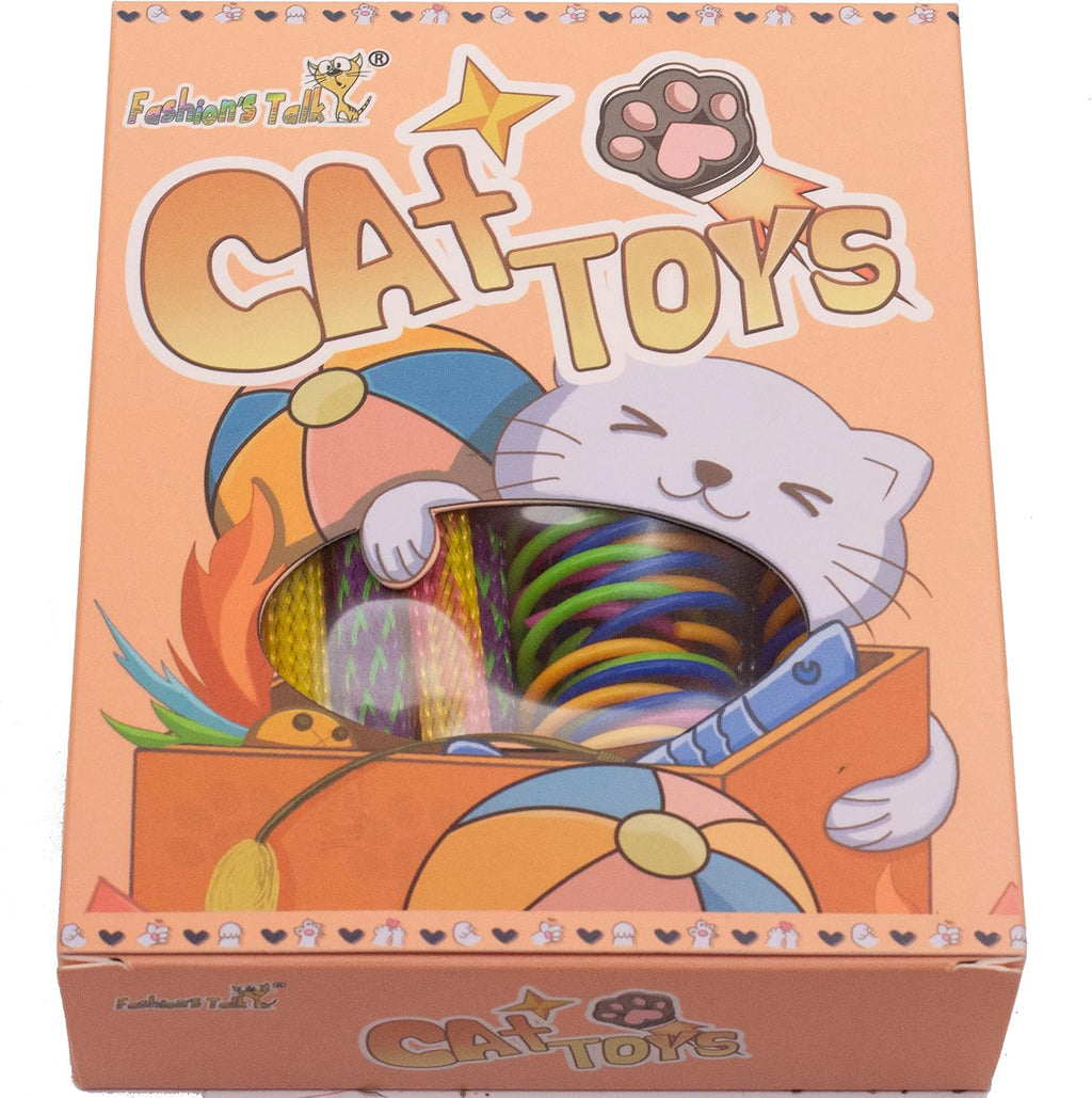 Fashion's Talk 49PCS Cat Spring Toy for Kitten Catnip Bag Mesh Tubes Spring Cat Toy Bulk for Indoor Cats Kitty