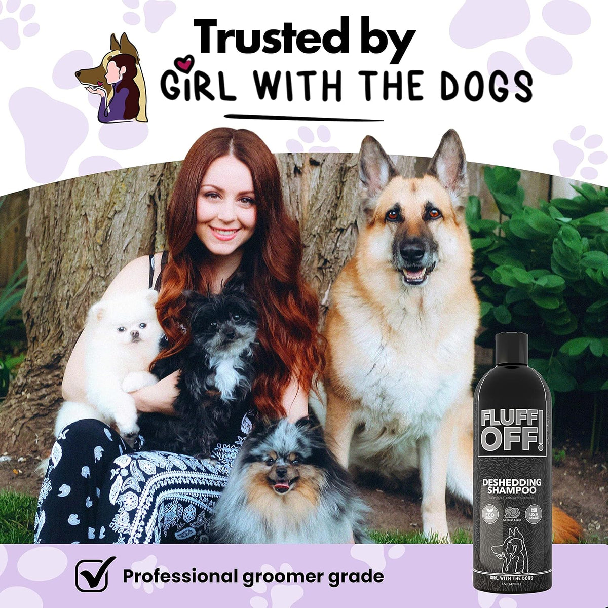 Fluff Off! by Girl With The Dogs, Natural Deshedding Dog & Cat Shampoo 16 Oz and Pet Scent 8 Oz