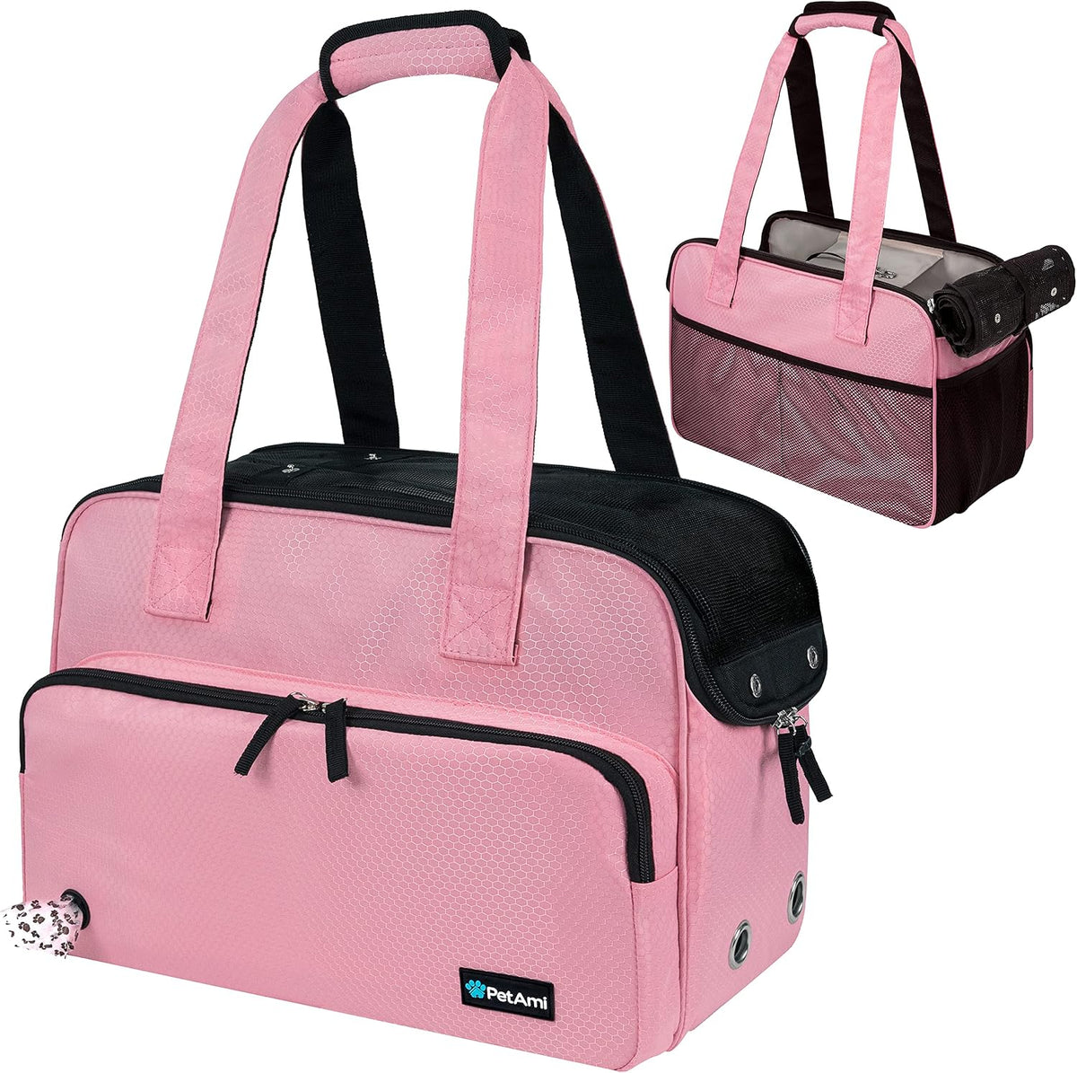 PetAmi Small Dog Purse Carrier, Airline Approved Soft Sided Tote, Pink
