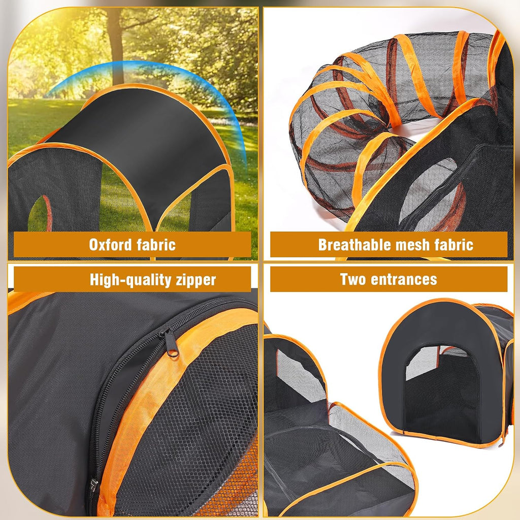 Tailtastic Indoor/Outdoor Cat Playpen with Surround Tunnel 2 Zones Black