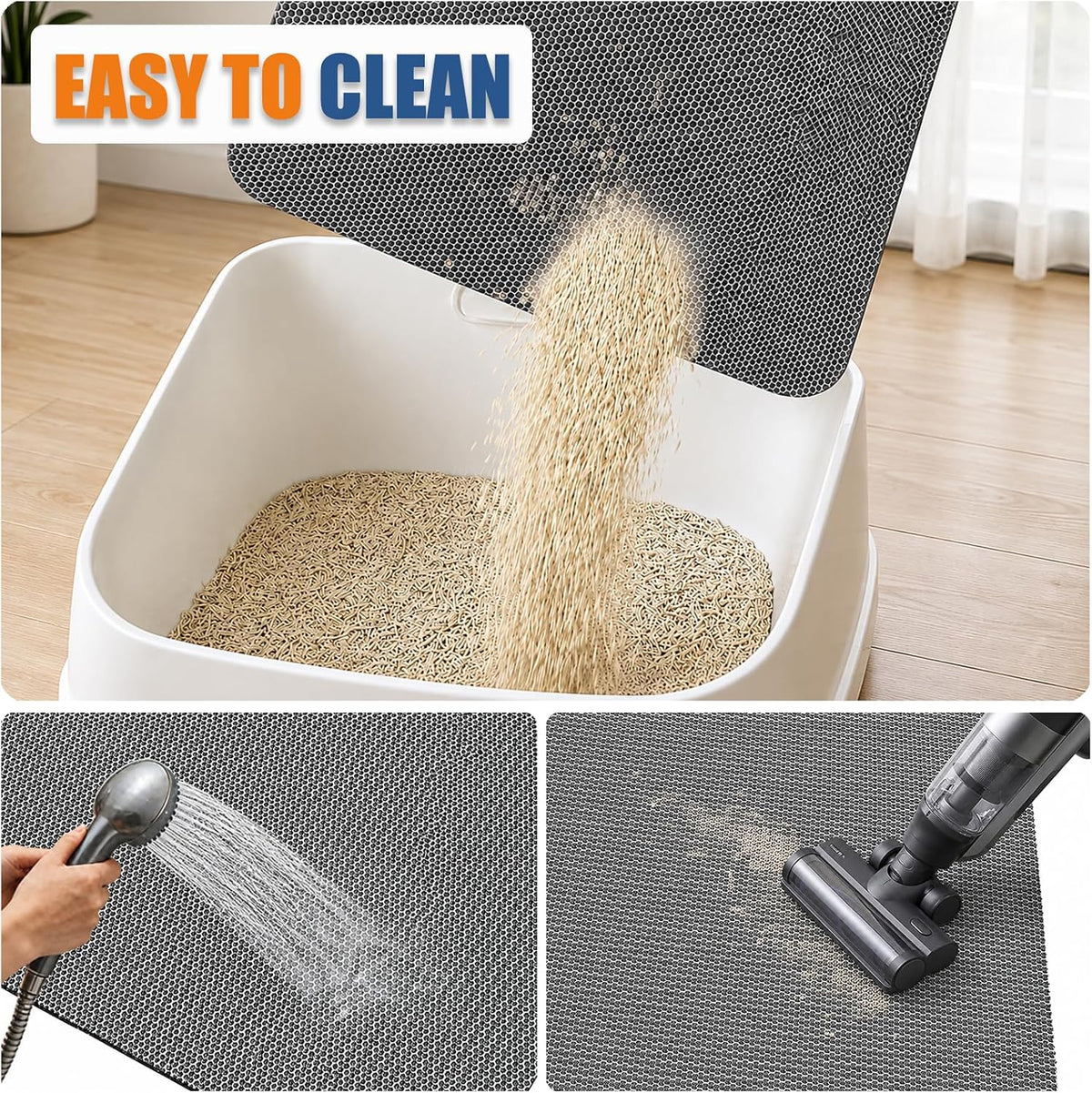 Cat Litter Mat 23''x17'', Non-Slip Litter Trapping Mat for Litter Box