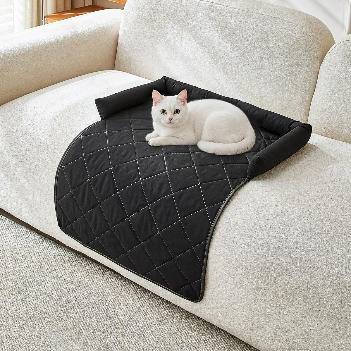 Cooling Dog Bed Mats with Neck & Head Support, 31.5 x 23.62 inch Black