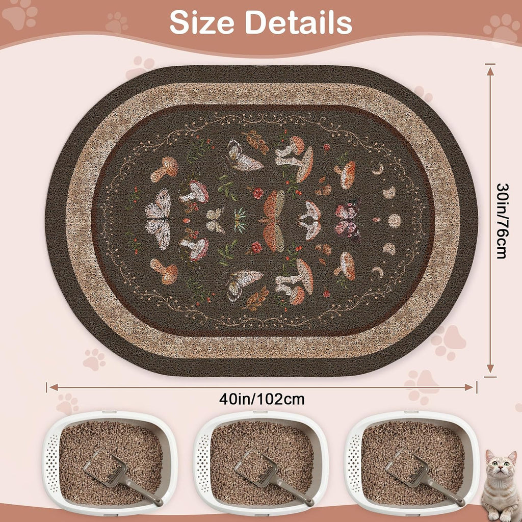 Bienbee Cat Litter Mat, 33" x 22" Dense Trapping Mesh for Litter Boxes | Litter Box Mat with PVC Mesh, Waterproof &Urineproof, Non-Slip Grip, Soft On Kitty Paws and Easy to Clean to Protect Floor