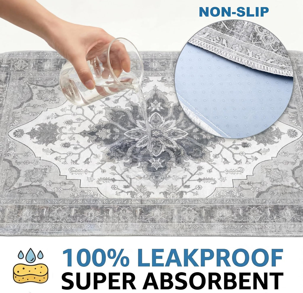 Washable Guinea Pig Pee Pads,Absorbent Reusable Guinea Pig Cage Liners,Waterproof,Leak-Proof & Non-Slip Potty Pads for Small Animals Rabbit Hamster Rat.(Gray Floral,24"x48")