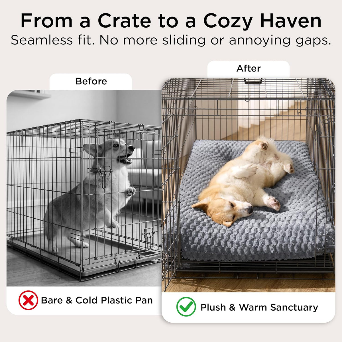 Bedsure XXL Washable Dog Bed for Crate, Soft Bubble Fleece, Extra Large 47"