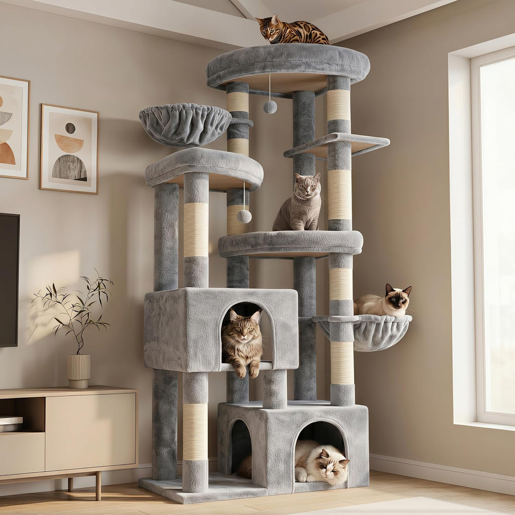 Hey-brother Cat Tree Tower with Tiered Padded Platforms, Condos, MPJ084W