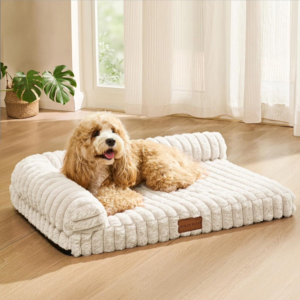 Orthopedic Large Dog Bed Furry Pet Bed, Washable Cover 48''X30''