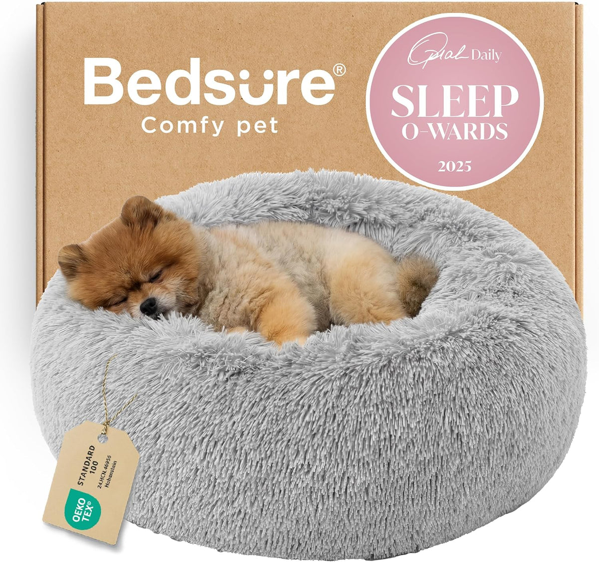 Bedsure Calming Small Dog Bed Donut Washable Cat＆Puppy Bed,23 inches