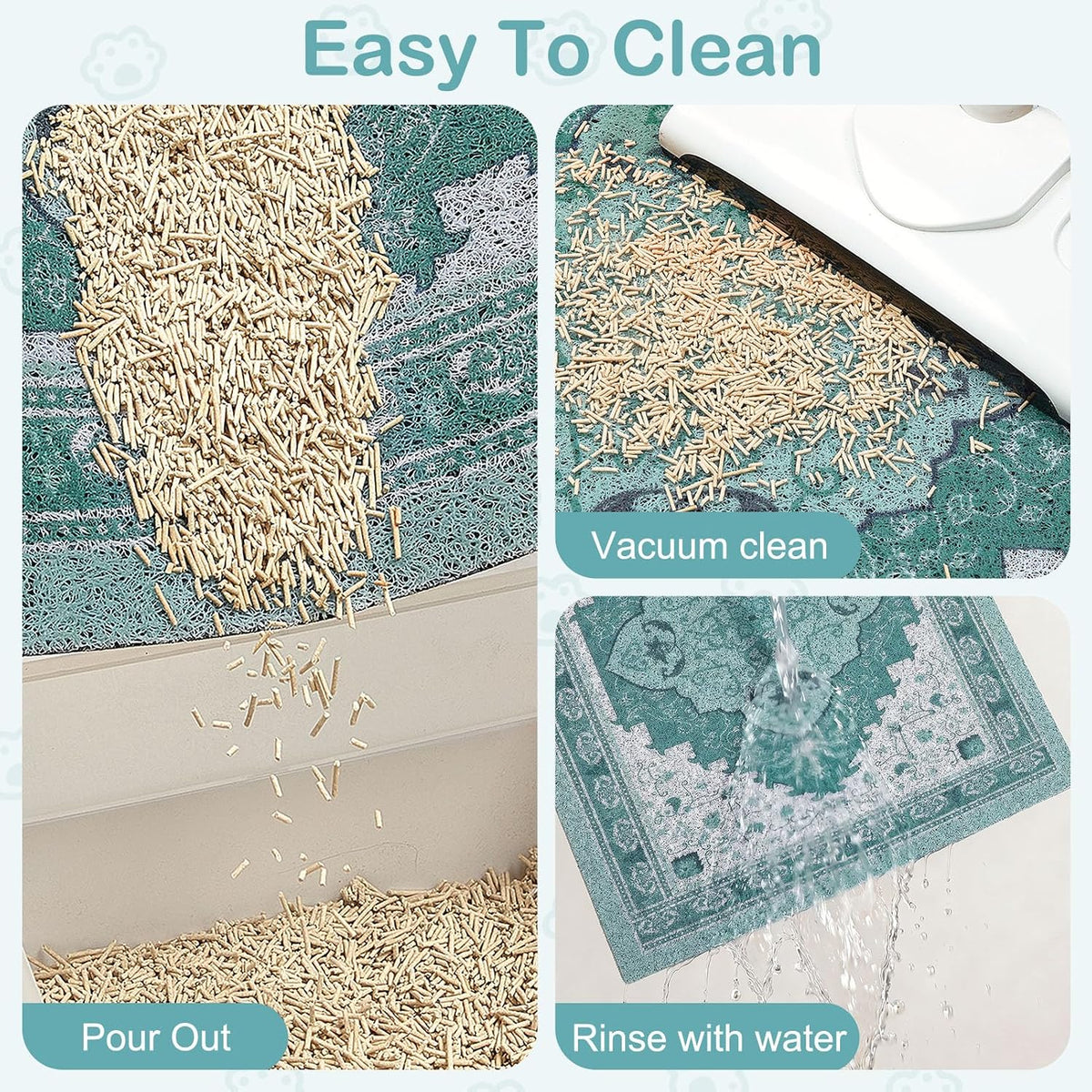 Glittme Cat Litter Mat, 33"x22" Non-Slip Washable Trapping Mat for Cats | Litter Trapping Mat With Thick PVC Coil To Catch Scatter, Soft On Paws And Waterproof Bottom To Protect Floors