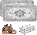 Washable Guinea Pig Pee Pads,Absorbent Reusable Guinea Pig Cage Liners,Waterproof,Leak-Proof & Non-Slip Potty Pads for Small Animals Rabbit Hamster Rat.(Gray Floral,24"x48")