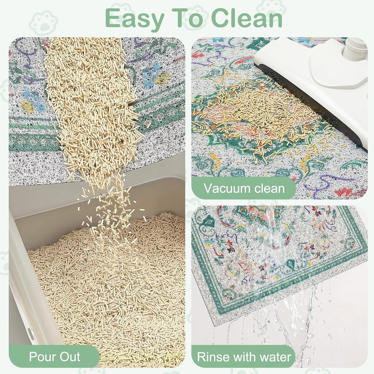 Glittme Cat Litter Mat, 33"x22" Non-Slip Washable Trapping Mat for Cats | Litter Trapping Mat With Thick PVC Coil To Catch Scatter, Soft On Paws And Waterproof Bottom To Protect Floors