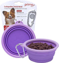 Prima Pet Collapsible Silicone Food and Water Travel Bowl with Clip for Dog and Cat, Small (1.5 Cups) 