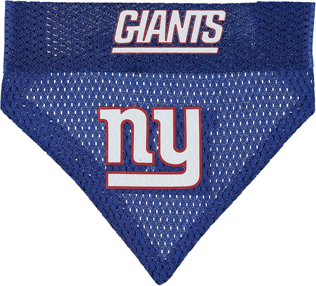 NFL DOG BANDANA - NEW YORK GIANTS REVERSIBLE PET BANDANA. 2 Sided Sports Bandana with a PREMIUM Embroidery TEAM LOGO, Large/X-Large. - 2 Sizes & 32 NFL Teams available