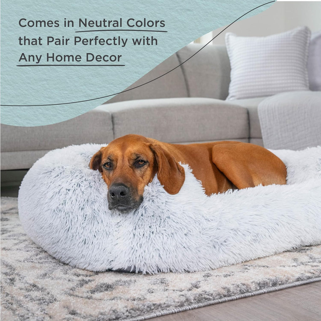 Best Friends by Sheri Lounge Dog Bed, Shag Faux Fur, Frost, Large 36" x 27"