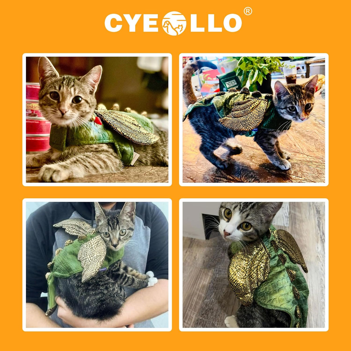 cyeollo Dinosaur Halloween Costume for Rabbit Bunny Puppy Kitten 2lb to 4lb