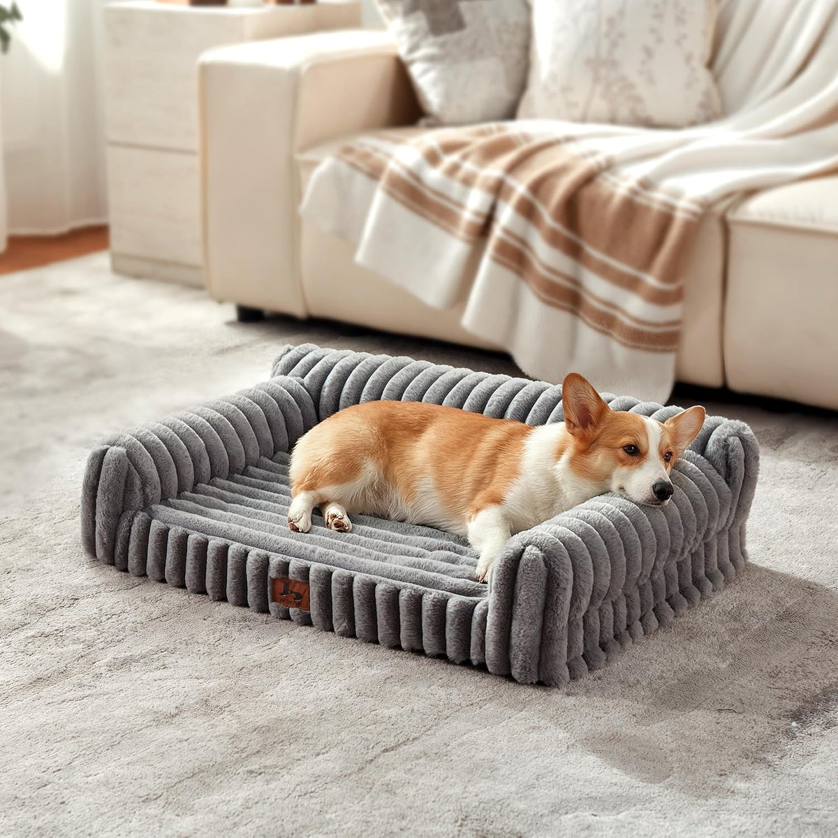 Orthopedic Dog Bed Medium 30x20x8.5” Washable Cover Grey