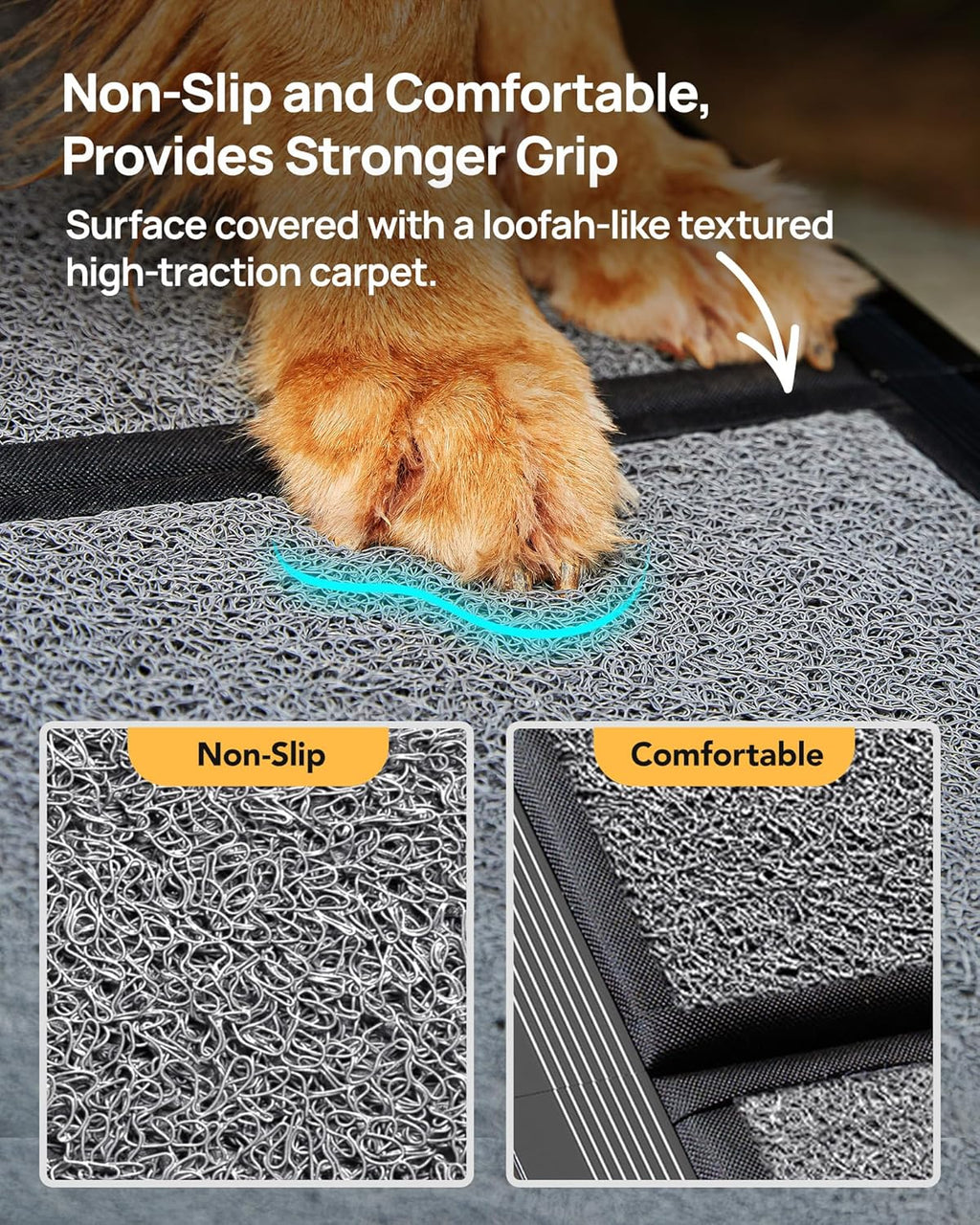 PetThem Dog Ramp for Car, 71" L × 19.7" W, Extra-Long Extra-Wide Foldable