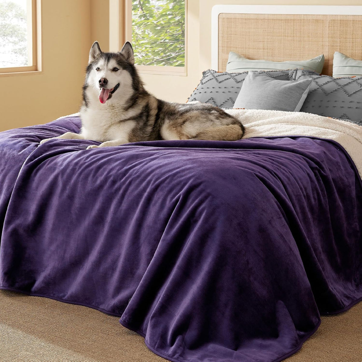 Bedsure Waterproof Blanket for Bed Soft Sherpa Fleece Throw,King 108"x86"