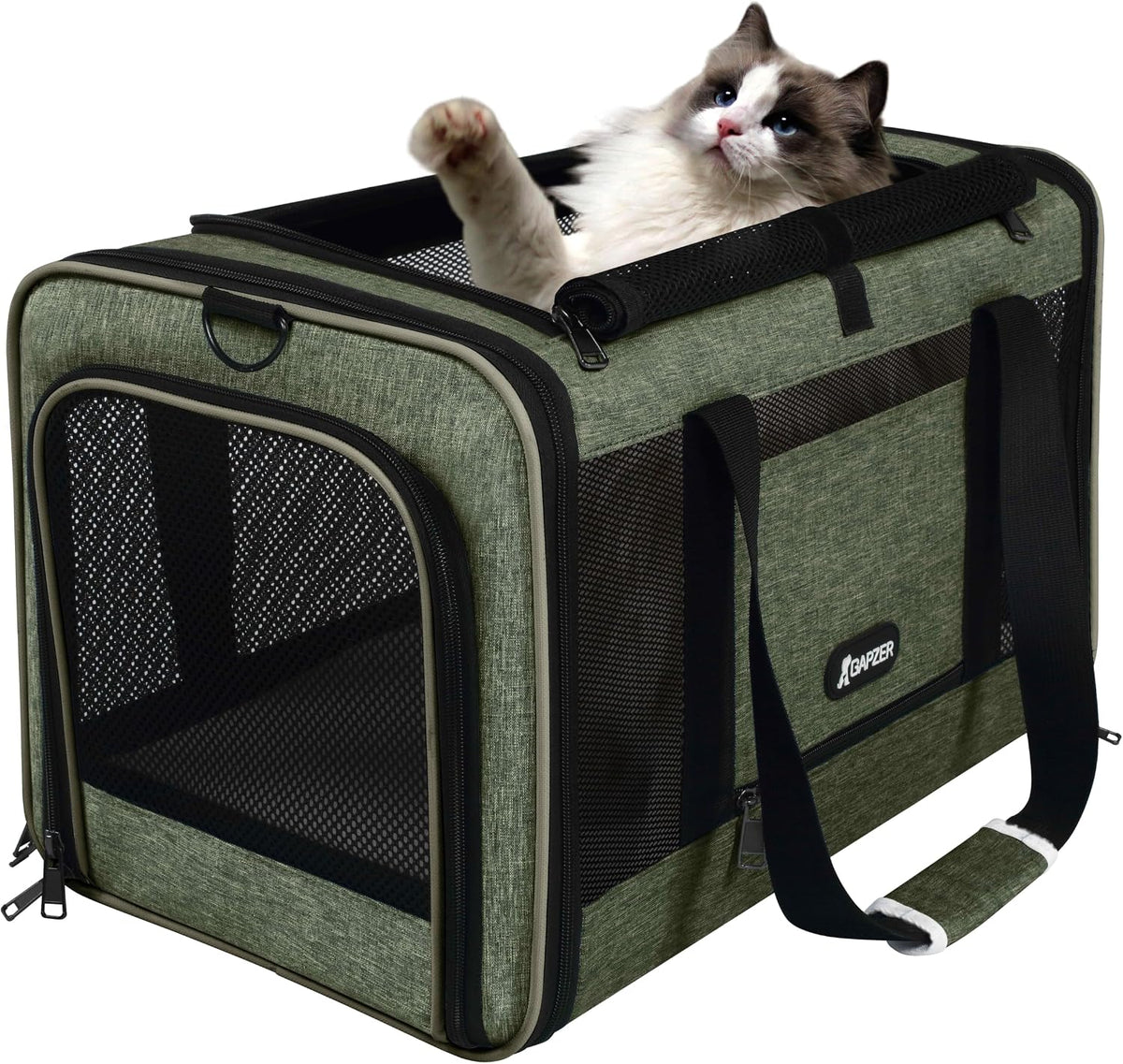 GAPZER Medium Cat Carrier Bag Lightweight, Soft-Sided Small Pet Carry Crate
