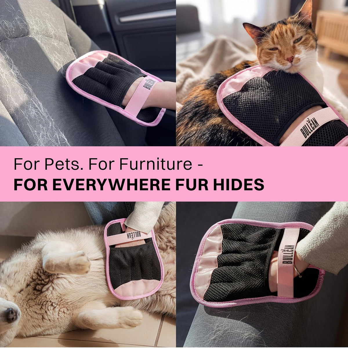 2-Pack Dog & Cat Hair Remover Glove - Electrostatic Pet Fur Removal Mitt for Furniture, Couch, Carpet, Car Seat & Clothes | Washable