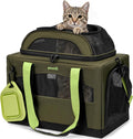 Pecute Cat Carrier,Top Expandable Dog Crate for Travel, Green