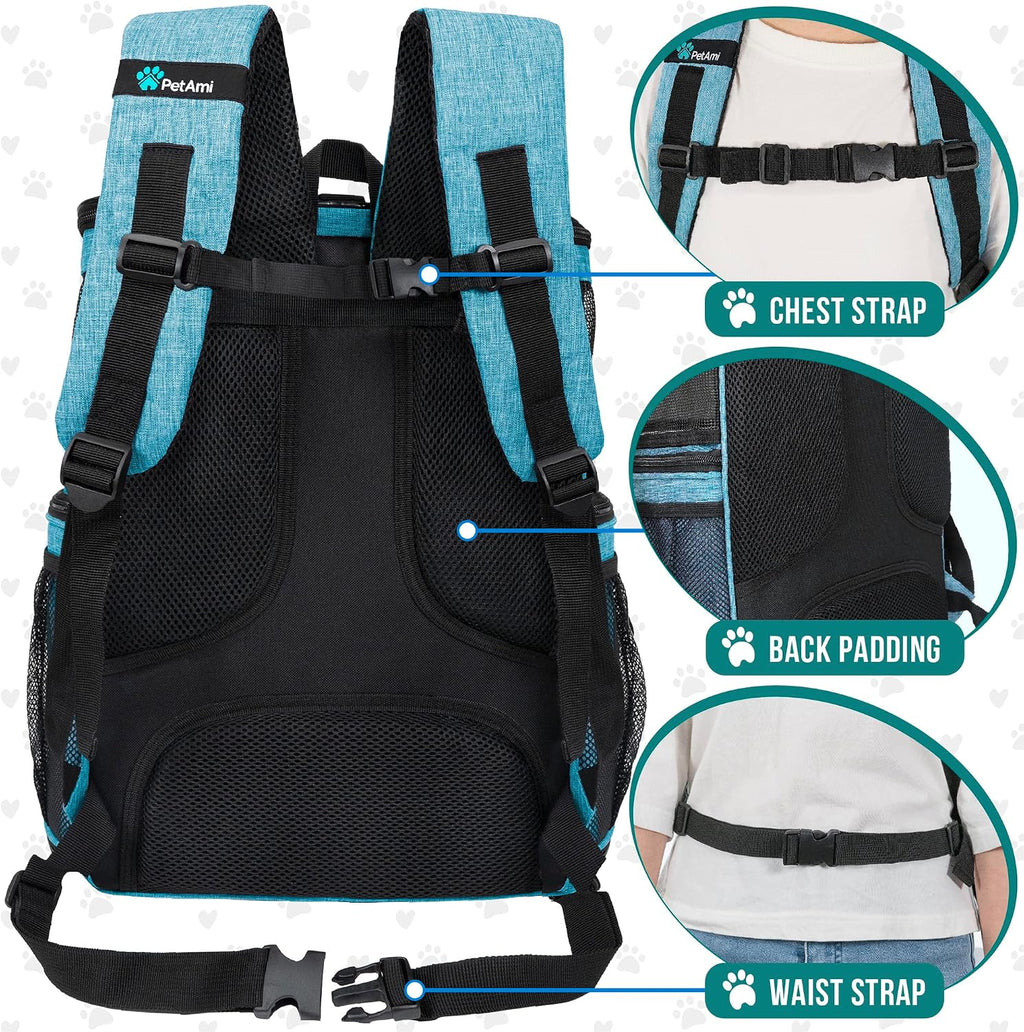 PetAmi Dog Backpack Carrier, Airline Approved 4-Way Entry Cat Bag, Teal