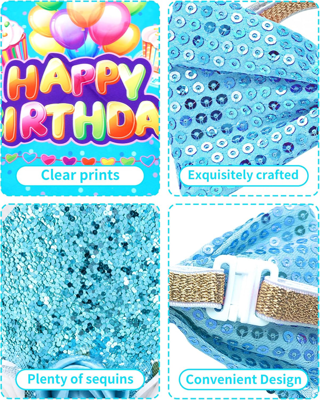 PET SHOW Dog Birthday Party Decorations Blue Crown with Bandana & Bowtie