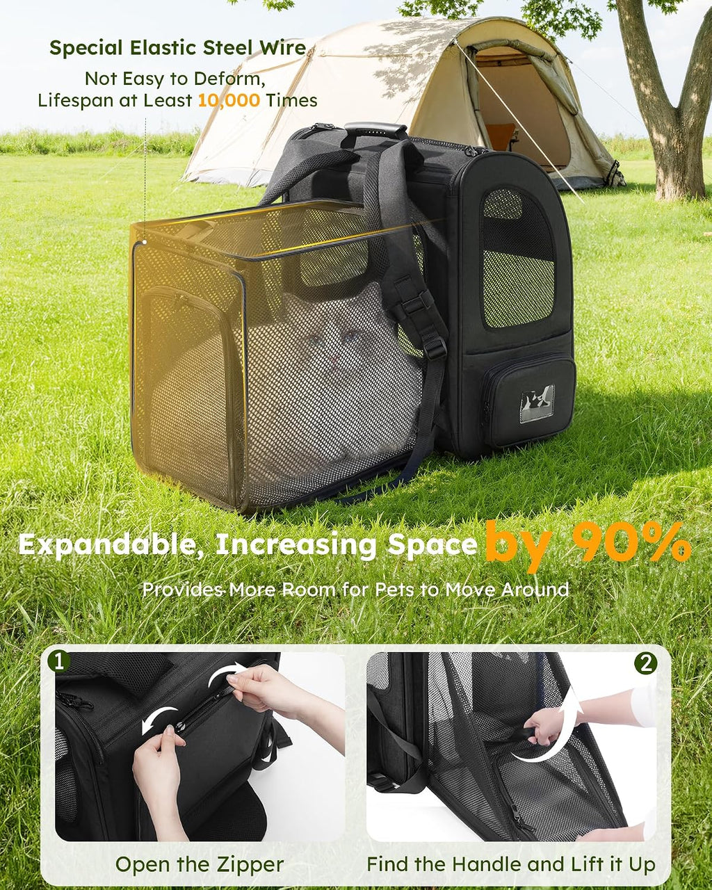 pecute Cat Backpack Expandable, Cat Carrier Backpack Acrylic Window, XL