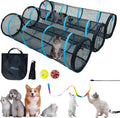 Cat Play Tunnel-for Indoors and Outdoors,Cat Tunnel Outdoor, Kitty Outdoor Enclosure, Cat Enclosures Easy to Connect with Two Zipper Doors,Product Size 59'' x 18'',3pcs /Set,Blue,3 Packs