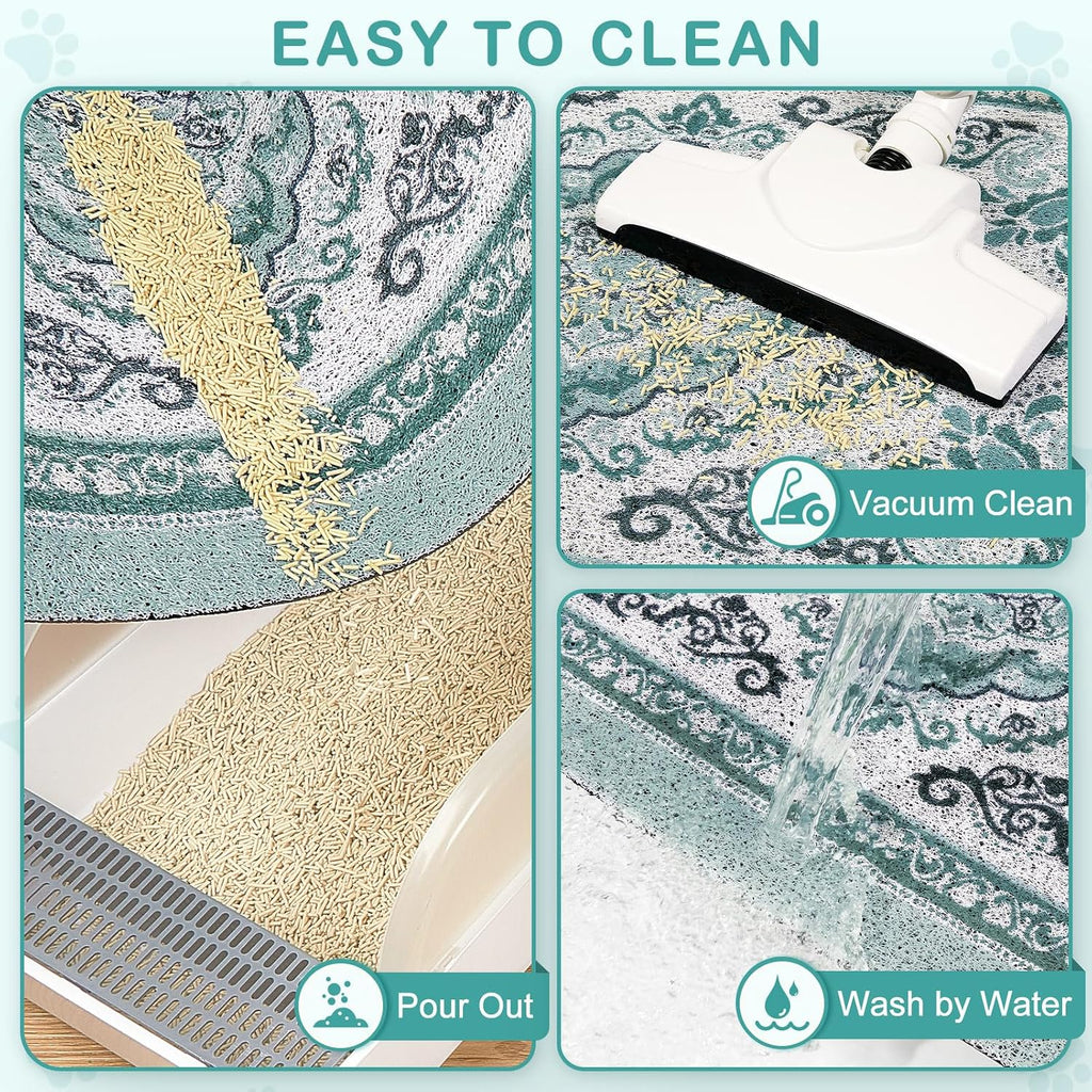 Unicorn Catcher 40"x30" Cat Litter Mat Non-Slip Washable Litter Box Mat | High-Density PVC Litter Catcher Mat Efficiently Traps Scattered Litter From Paws To Keep Floors Clean