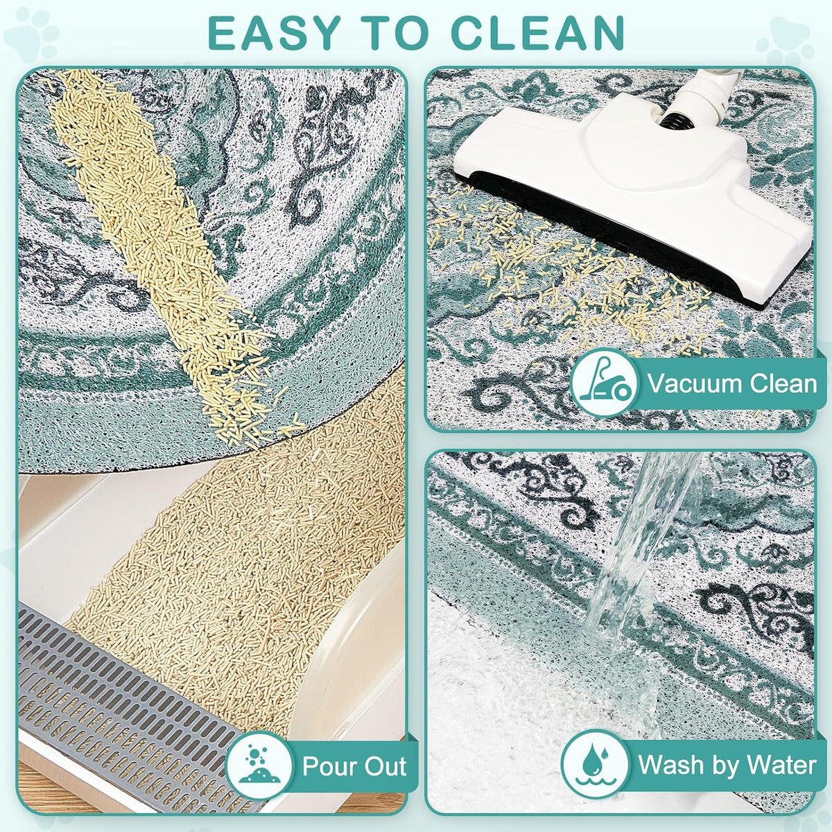 Unicorn Catcher 40"x30" Cat Litter Mat Non-Slip Washable Litter Box Mat | High-Density PVC Litter Catcher Mat Efficiently Traps Scattered Litter From Paws To Keep Floors Clean