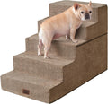 EHEYCIGA Dog Stairs for High Bed 25" H, Extra Wide Dog 5-Step, Camel