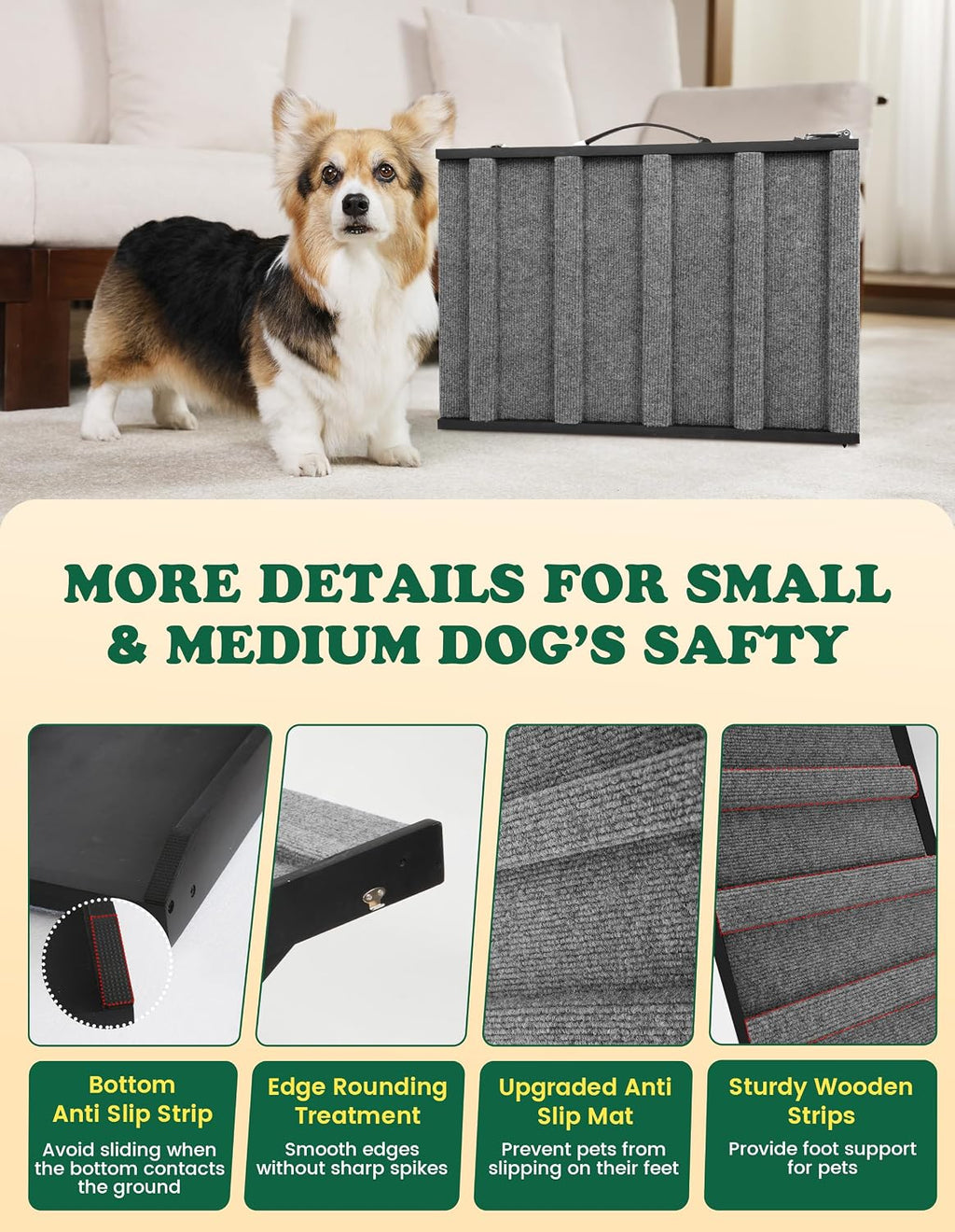 Dog Ramp for Small & Medium Dogs Foldable Pet Ramp for Bed (Black)