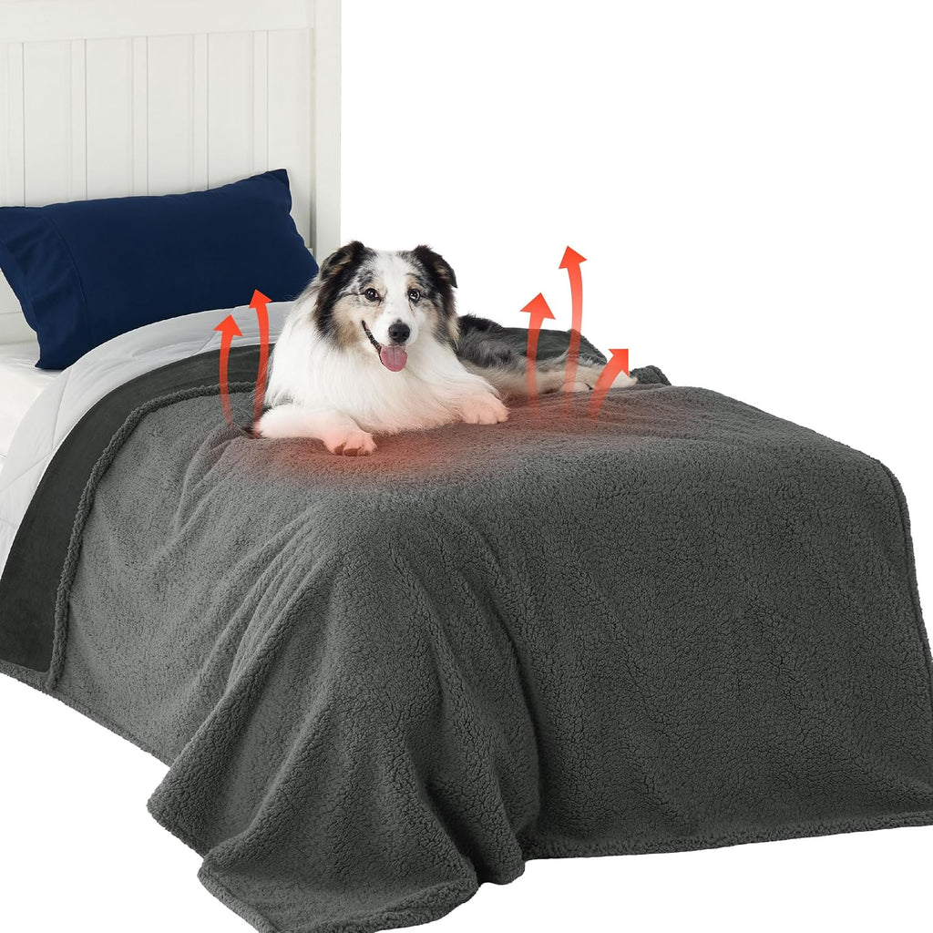 Bedsure Self Warming Waterproof Blanket for Bed - Twin Size (80"x60") Grey