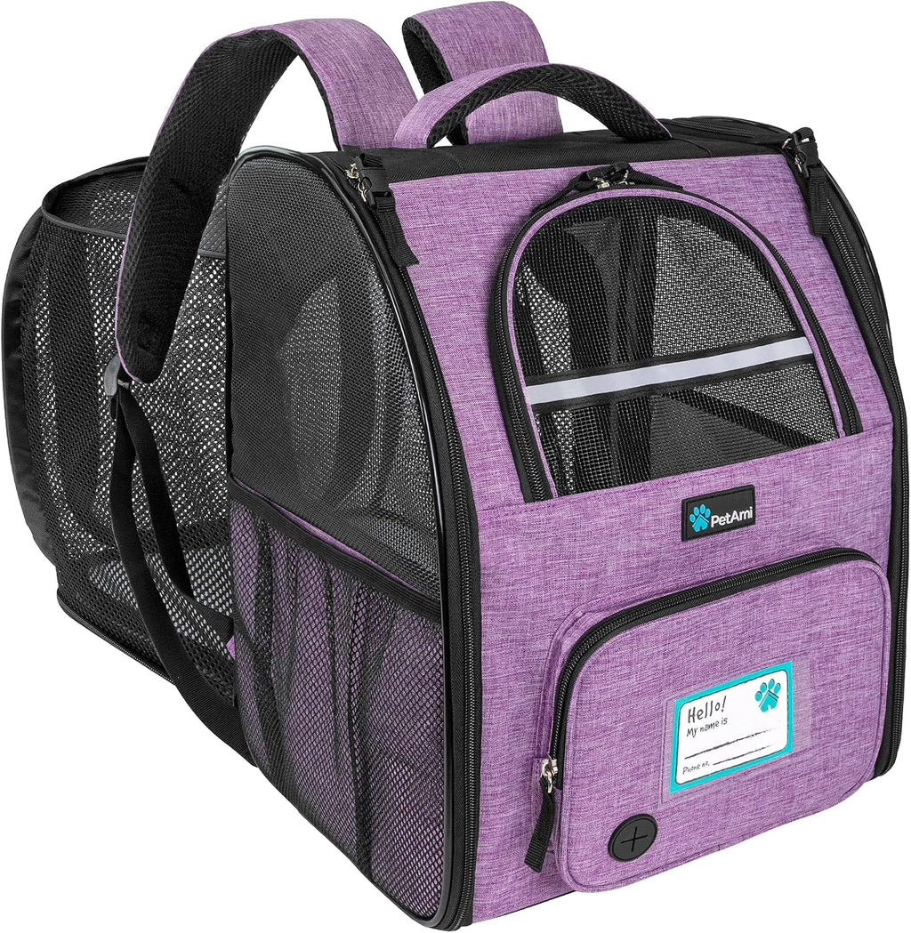 PetAmi Expandable Dog Cat Backpack Carrier, Airline Approved, Purple