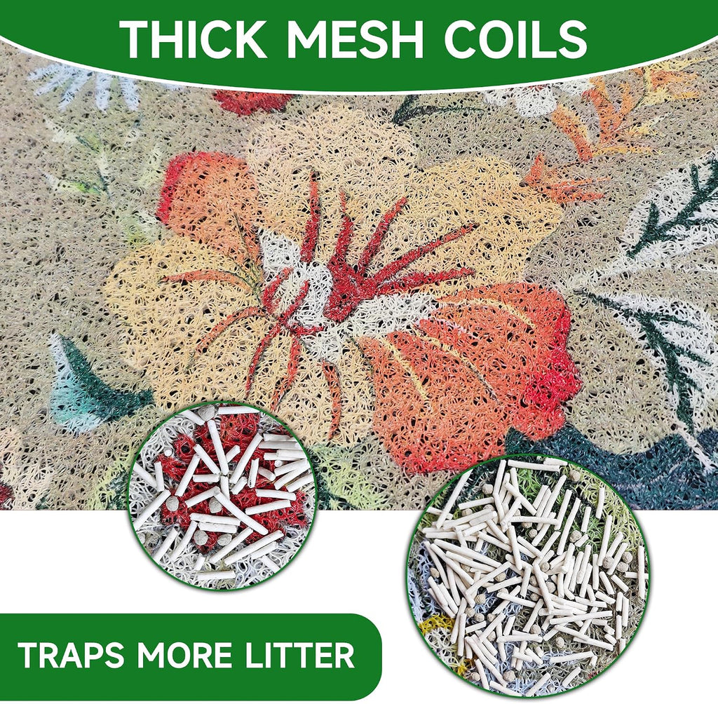 Cat Litter Mat,24"x16" Small Cute Litter Box Mat,Traps 100% Litter
