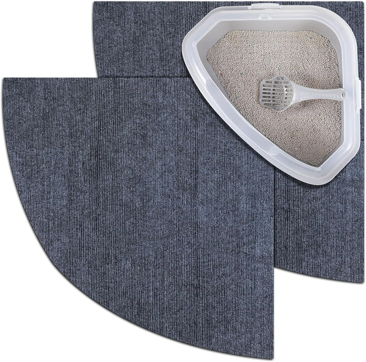 Tinideya 2 Pcs Corner Cat Litter Mat Waterproof Litter Box Mat, Gray