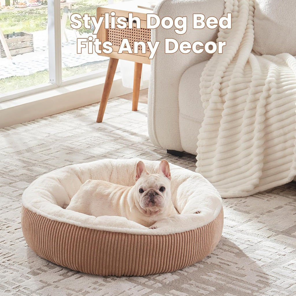 30 inches Calming Donut Dog Bed for Medium Dogs,Brown