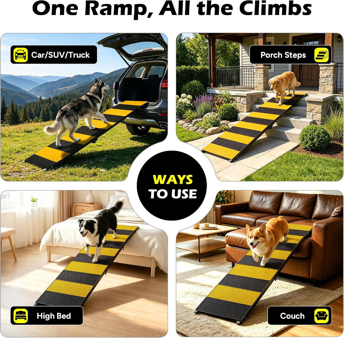 Foldable Dog Ramp for Car, 91 inches Long Portable Ramp for Large Dogs