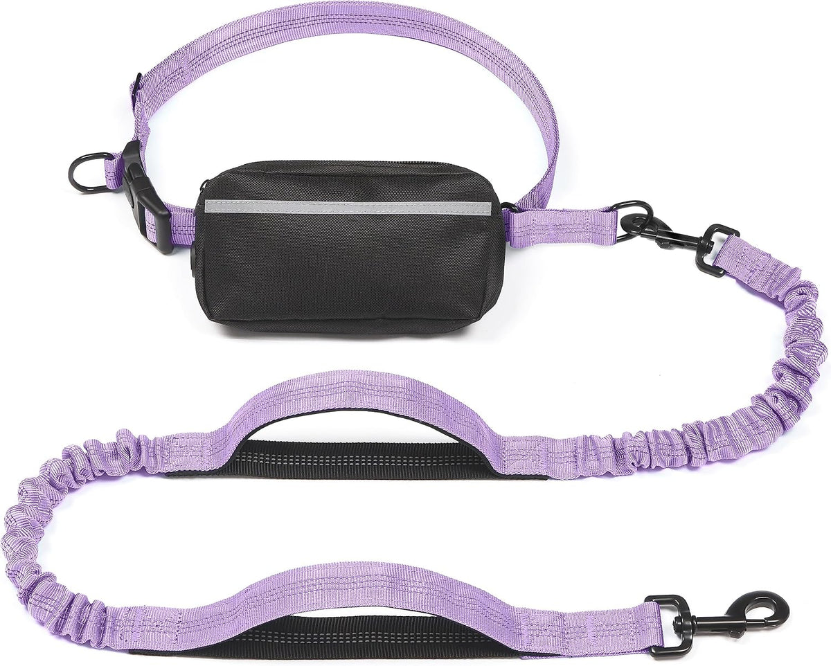 iYoShop Hands Free Dog Leash with Zipper Pouch, Large, 25-120 lbs, Lavender