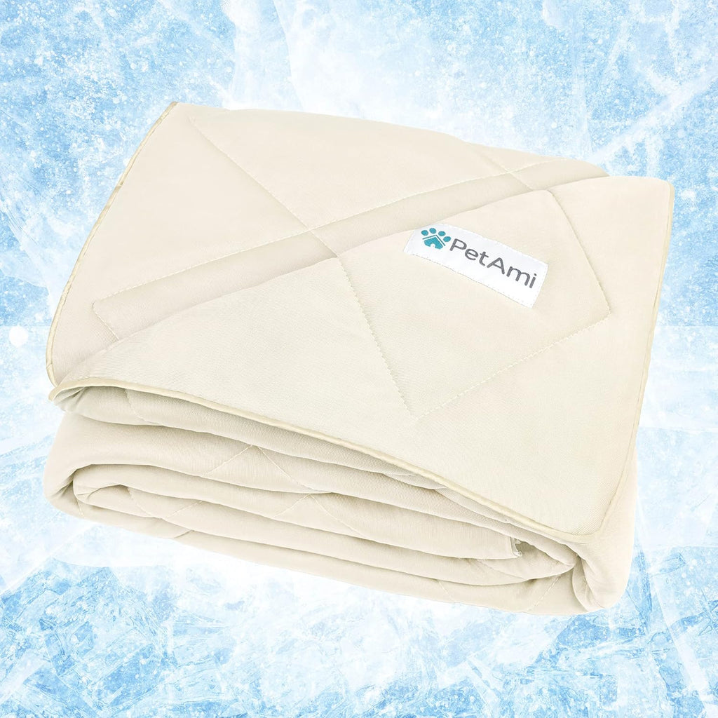 PetAmi Cooling Dog Blanket Lightweight Soft for Large Pet Cat 60x80 Beige
