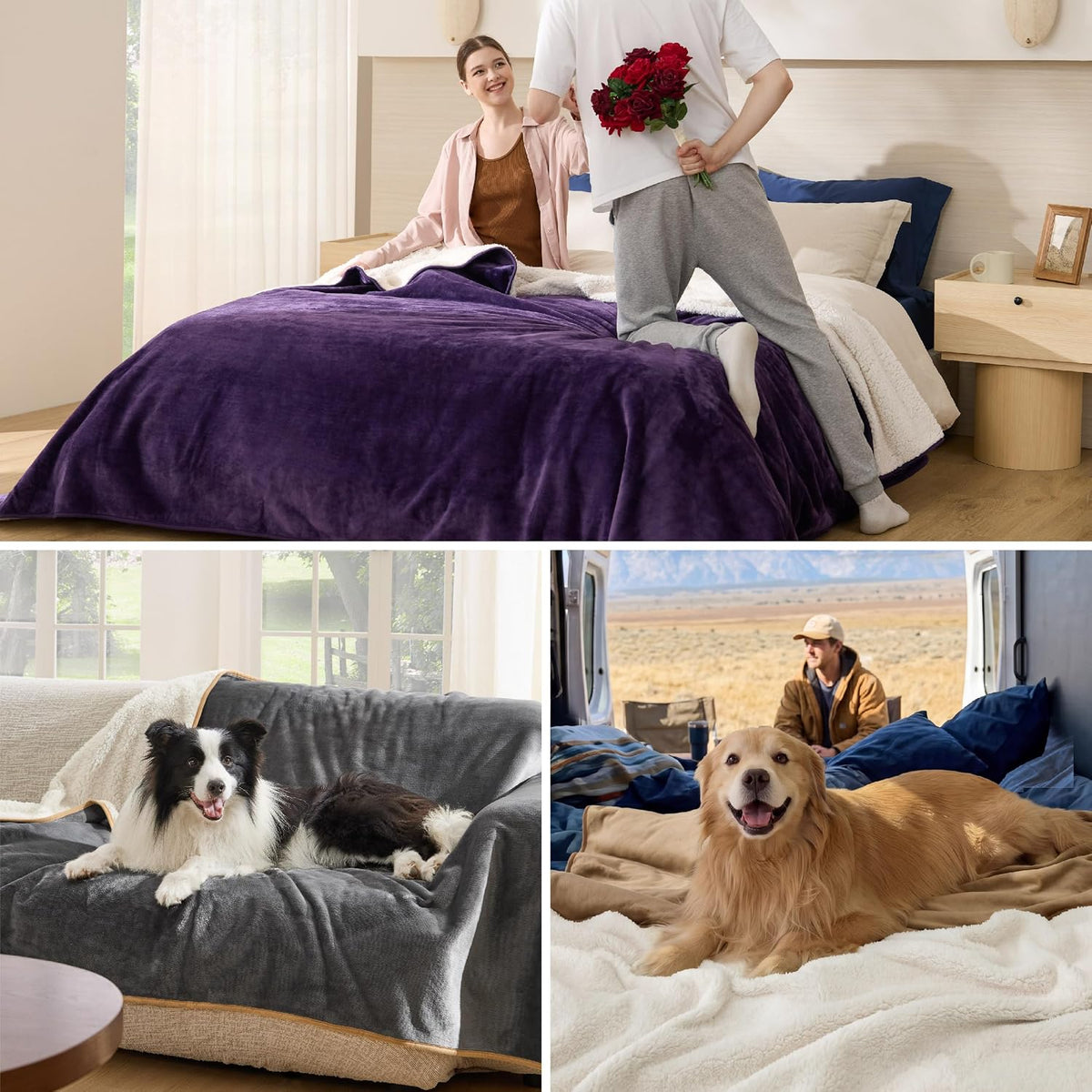 Bedsure Waterproof Blanket for Bed Soft Sherpa Fleece Throw,King 108"x86"