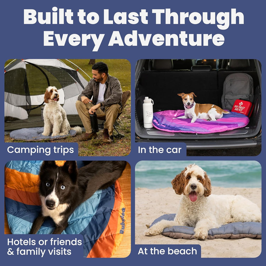 Travel Dog Bed, 42x30in, Foldable & Packable with Carry Bag, Pink